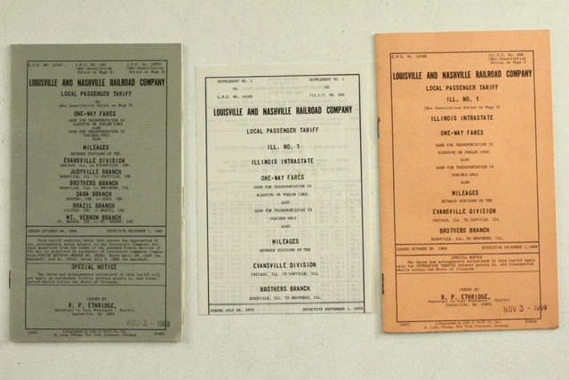 Vintage Railroad Paper Lot Local Passenger Tariff Books Louisville Nashville L&N