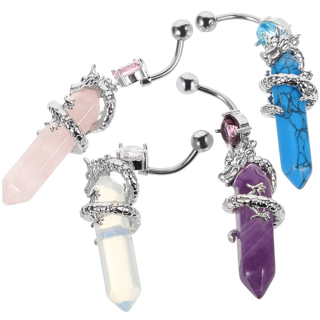4 piezas anillos de ombligo para mujer azul turquesa europeos y americanos