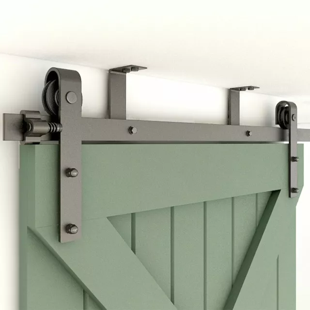 4FT-20FT Sliding Barn Door Hardware Kit Track Roller Closet Ceiling Mount Rail