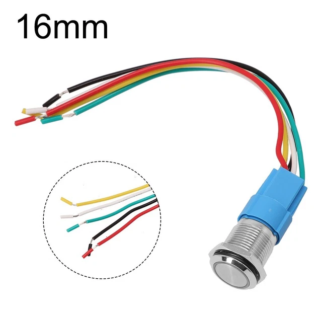 PUSH BUTTON SWITCH Pushbutton Switch 12V-24V 16mm LED Self Locking Ring ...