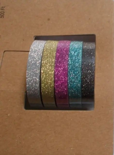 5 X 3 m Klebeband / Washi Tape Glitzer 0,6 cm breit - Farben wie  fotografiert EUR 1,79 - PicClick DE