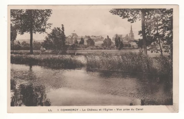 CPA 55 - COMMERCY : LE CHÂTEAU et L'ÉGLISE - VUE PRISE DU CANAL (MEUSE) ÉCRITE