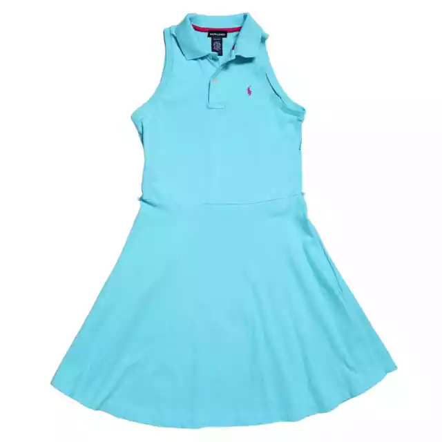 NWT Ralph Lauren Big Girls Teens Sleeveless Polo Dress Turquoise Blue Size XL 16