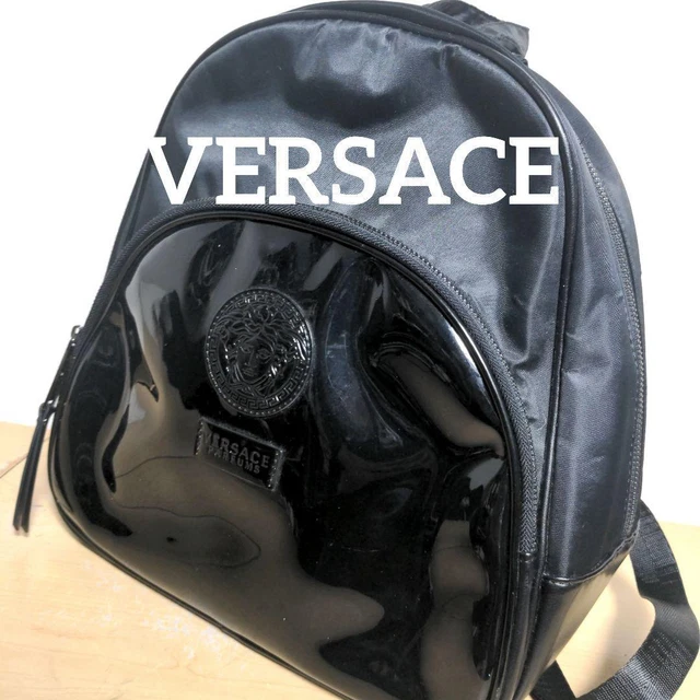 VERSACE PARFUMS Medusa Logo BackPack Nylon/Enamel/Leather Black