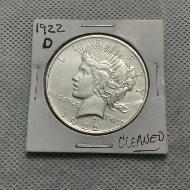1922 d Silver Peace Dollar 90% silver. cleaned.