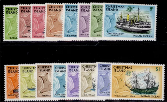 AUSTRALIA - Christmas Island QEII SG37-52, 1972-73 ships set, NH MINT.