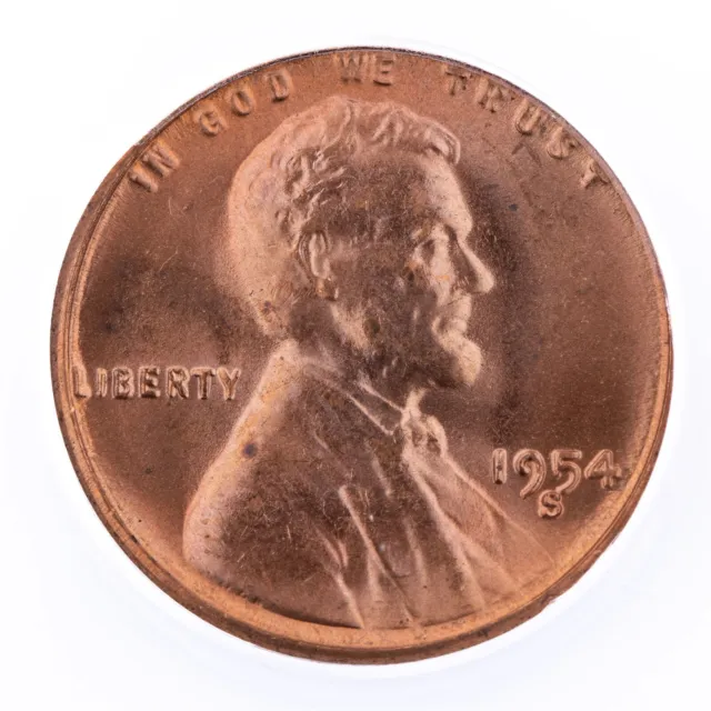 1954-S Lincoln Cent ANACS MS65 Red Wheat Penny San Francisco Mint 1c 991