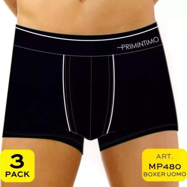 3 Boxer Biancheria Intima Uomo Tinta Unita Primintimo In Cotone Elasticizzato