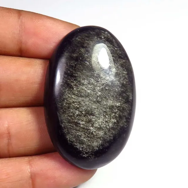 Naturel Argent Brillant Obsidienne Cabochon 83 Cts. Massive Ovale Gemme SV-74