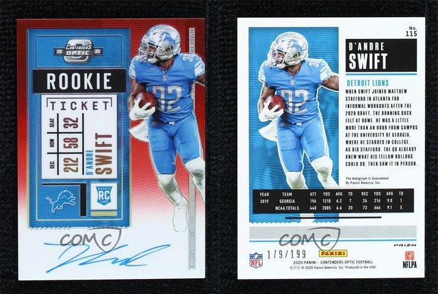 2020 Panini Contenders Optic Ticket RPS Red 179/199 D'Andre Swift Rookie Auto RC 3