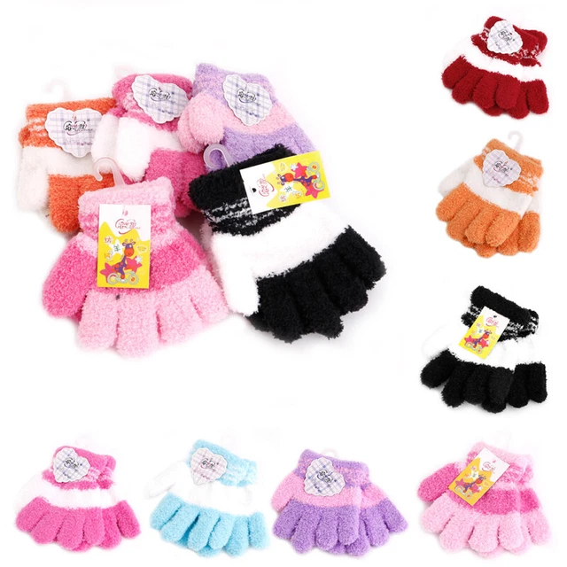 Color Matching Mittens Thicken Gloves Winter Warm Plush Windproof Gloves