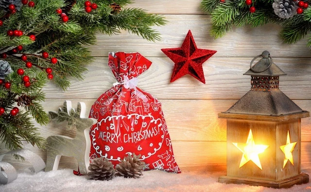 Sacchetti Regalo di Natale 30 Bustine Regalo con Cordoncino 