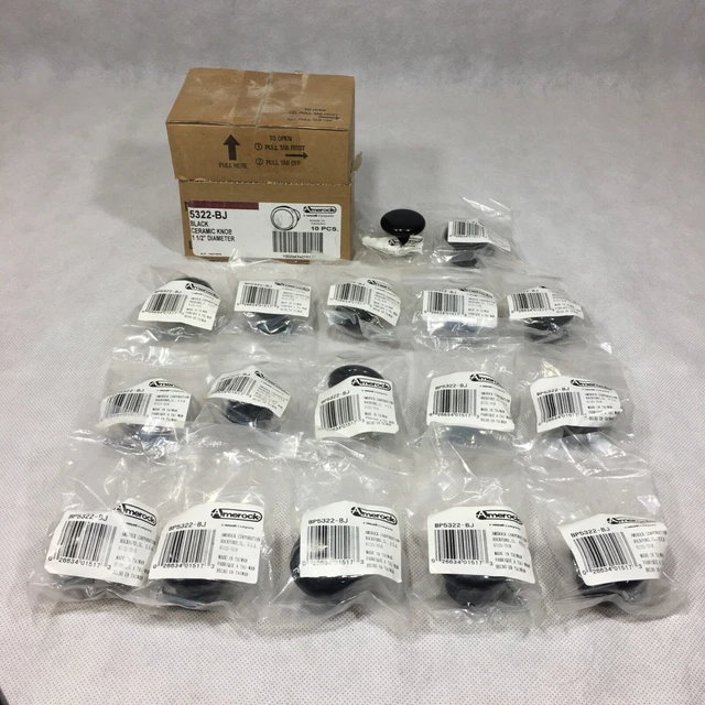Lot of 17 Amerock Black Ceramic Knob 1-1/2" Diameter 5322-BJ BP5322-BJ