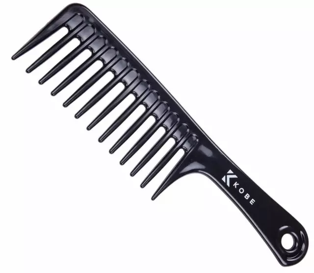 Kobe Pro Wide Tooth Detangling Rake Comb Extra Large 24cm Black, Salon or Barber