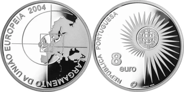 Portugal 8 Euro 2004 Enlargement of the European Union Silver Coin