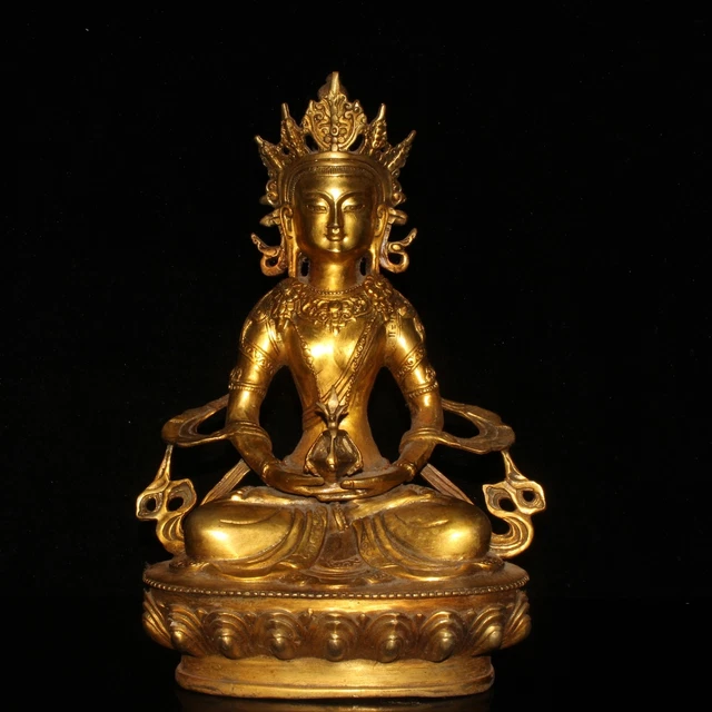 11.2" Exquisite Chinese old antique bronze gilt Vajra Buddha Statue