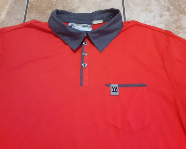 McDonald's Polo Shirt Unisex XL Red Employee Uniform Short Sleeve Pocket