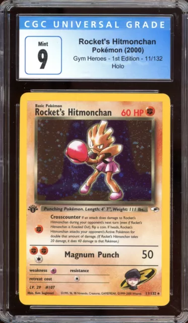 Pokemon Rocket's Hitmonchan Gym Heroes 1st Edition Holo Rare #11 CGC 9 Mint