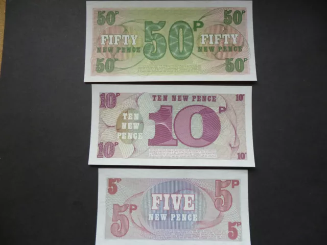 Three Mint Unused Military/Armed Forces Banknotes/Special Vouchers 50P, 10P,5P. 2