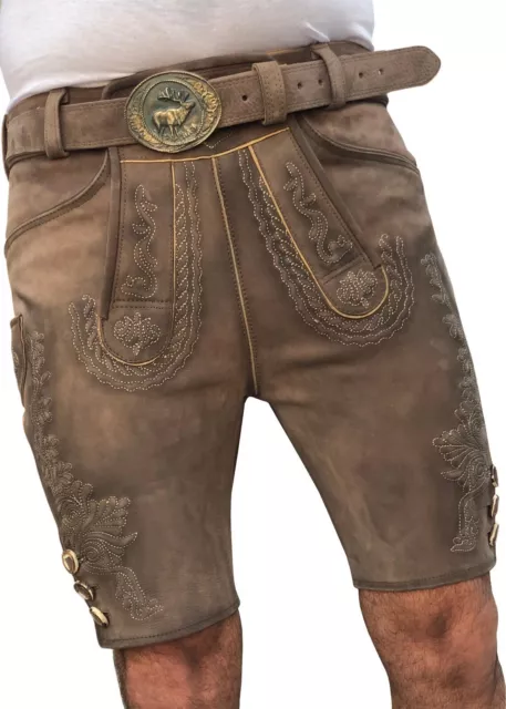 Nuovi pantaloni premium in pelle di cervo tradizionali pantaloni in pelle con cintura taglia 54 Nuovi pantaloni premium in pelle di cervo tradizionali pantaloni in pelle con cintura taglia 54
