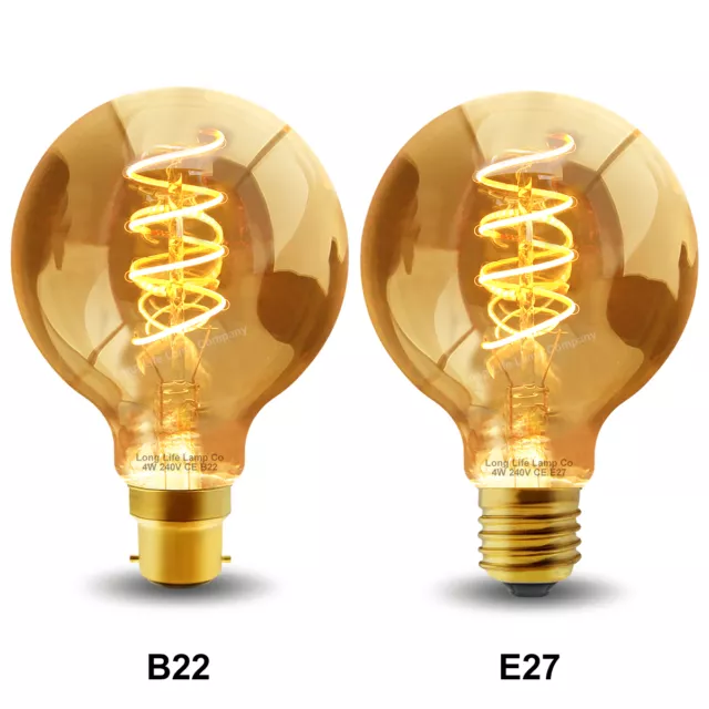 Retro Vintage LED GLOBE 4W Edison Style Spirale Filament Glühbirne B22 oder E27