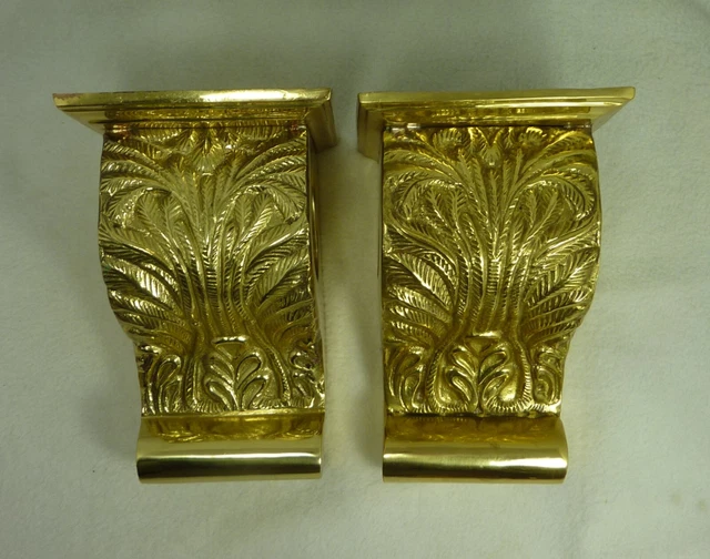 Ornate Brass Vintage Corbel style 2-PC Curtain Rod Holders