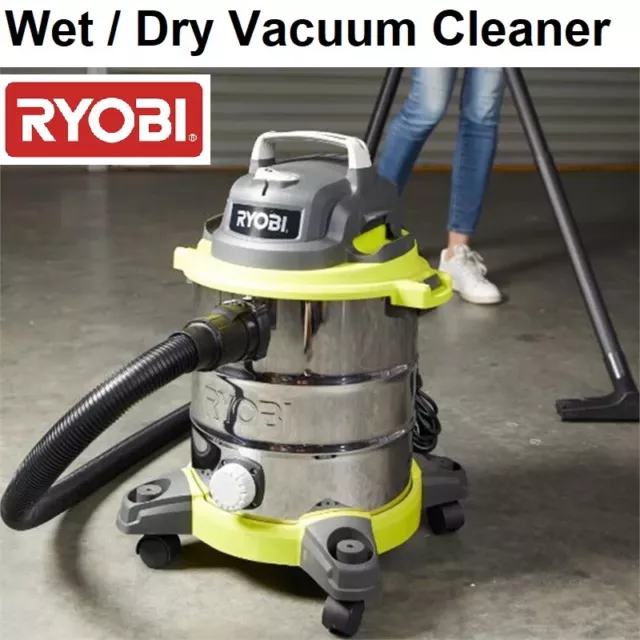 Ryobi Wet Dry Vacuum Cleaner Home Industrial Commercial 20L Stainless Steel