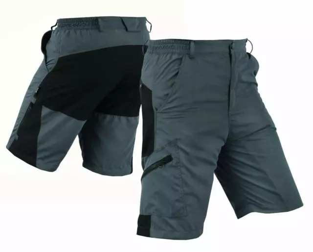 Herren Pro Komfort MTB Mountainbike Baggy Shorts mit Lycra CoolMax gepolstertem Futter -