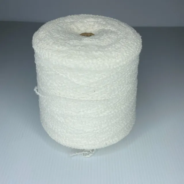 1 cone Machine/Hand Knitting Yarn . Acrylic Boucle, 750 grams, White