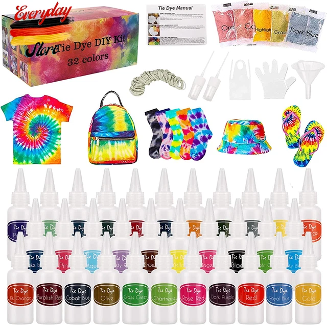 Topdirect Batikfarben Set, 32 Färben Tie Dye Kit, DIY Textilfarbe, Batik Set Wa