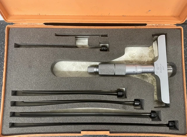 Mitutoyo 0-6” Machinist Micrometer Depth Gauge Set, excellent working condition Mitutoyo 0-6” Machinist Micrometer Depth Gauge Set, excellent working condition