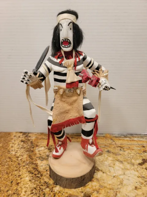 Hopi Dancing Kachina Kashari Clown 1998 Native American Hand Carved Painted