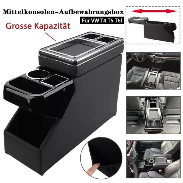 Mittelkonsole Staufach Für VW T4 T5 T6 Multivan Console Opel Toyota Schwarz DHL