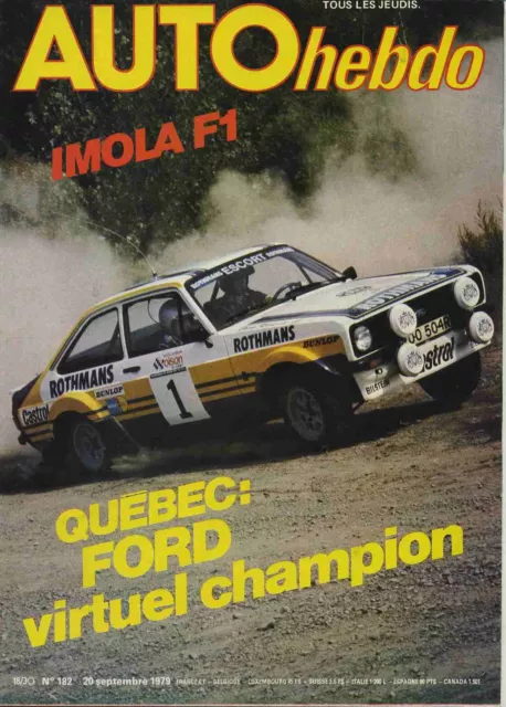 AUTO HEBDO n°182 20/09/1979 Imola F1 GP Dino Ferrari Québec