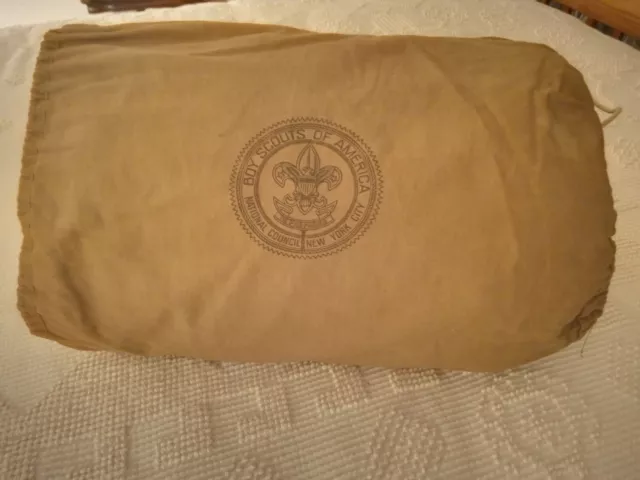BSA Boy Scouts America Vintage Sleeping Bag Be Prepared Zipper Straps Green