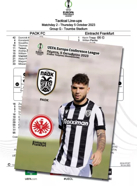 PAOK Greece v EINTRACHT Frankfurt Germany 2023 ECL FAN 12 pages + OFFICIAL LU