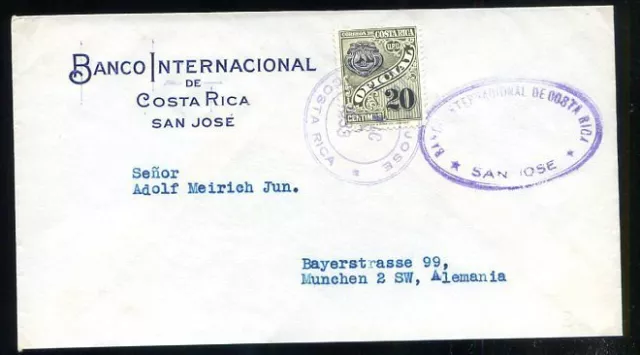 Costa Rica To Germany Official Cover 1933 Vf