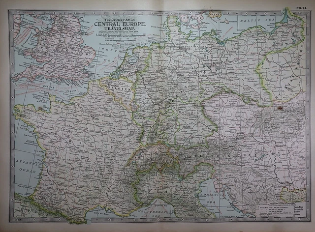 Old 1902 Century Atlas Map ~ CENTRAL EUROPE ~ (12x16) -#1143
