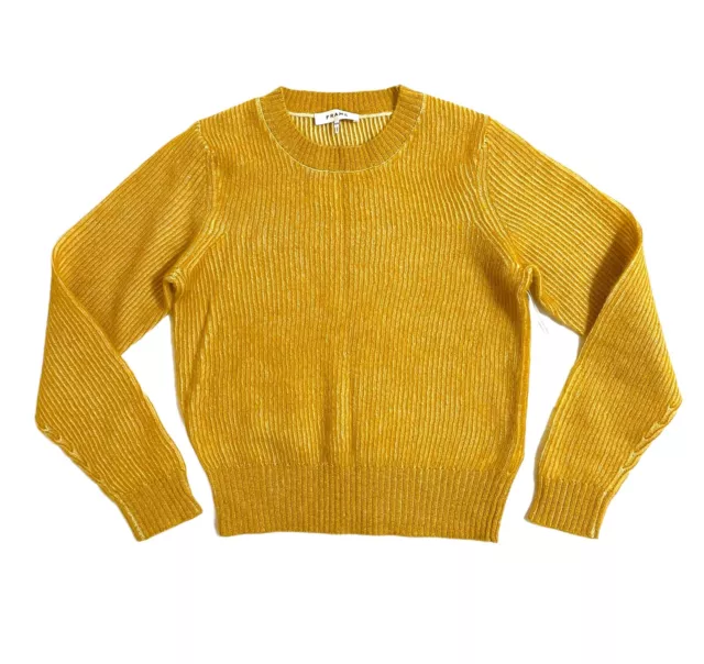 Frame Mustard Sweater Crew Neck Solid Wool Blend Sweater SZ M NWT $325