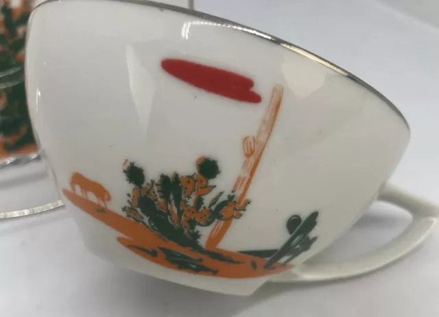 Blakely Oil Gas Advertisement Arizona Cactus Tea Cup Saucer Prickly Pear Cholla 2