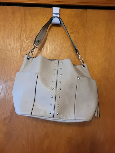 Steve Madden Studded Hobo Bucket Bag Tan