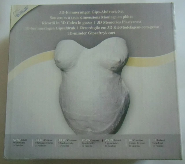 Juego de huellas de yeso recuerdos 3D NUEVO + EMBALAJE ORIGINAL + instrucciones vientre de bebé 3D impresión de yeso