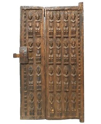 Early 20Th C Antique Dogon Mali W Africa Hand-Carved Fig Wood Granary Door/Latch