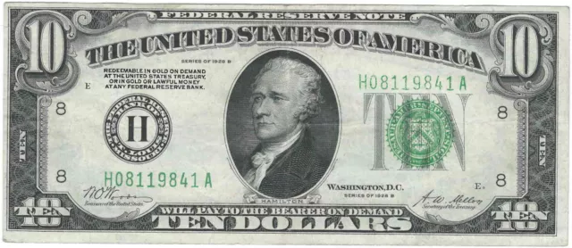 XF+ Series of 1928 B $10 Federal Reserve Note St. Louisk Fr-2002-H