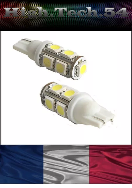 2 Ampoules veilleuses à led effet blanc anti-erreur OBD W5W t10
