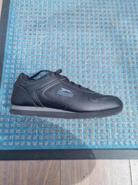 Slazenger Classic Trainers Black Charcoal Leather Mens Uk Size 9