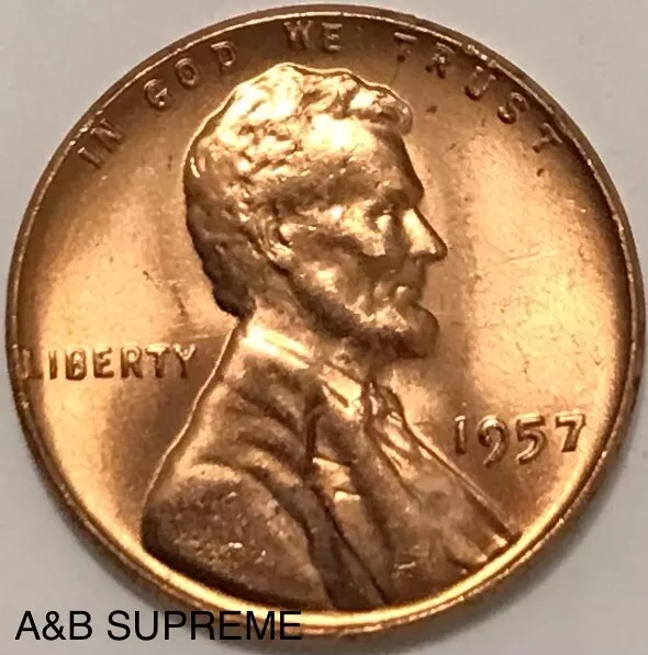 1957 Lincoln Wheat Cent Bronze Penny Gem Bu Uncirculated