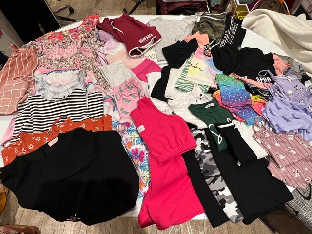 Girls Summer Bundle 9-10 years H&M Lipsy Monsoon Crop Tops Shorts Dress Leggings