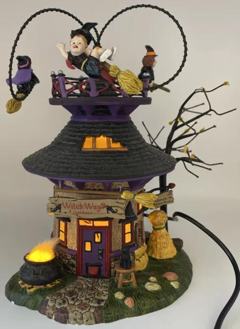 Dept 56 Halloween Village ~ WITCH WAY? FLIGHT SCHOOL (Lights) #55347