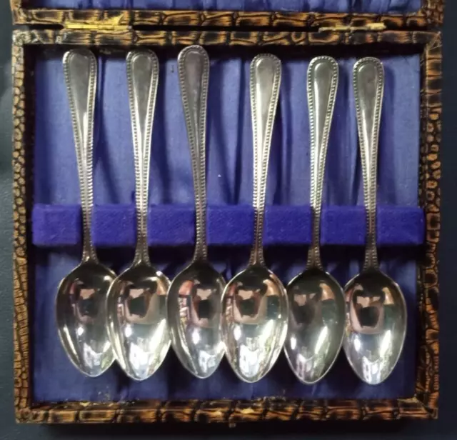 VINTAGE SHEFFIELD ENGLAND BOXED DEMITASSE SPOON SET EPNS Silverplate